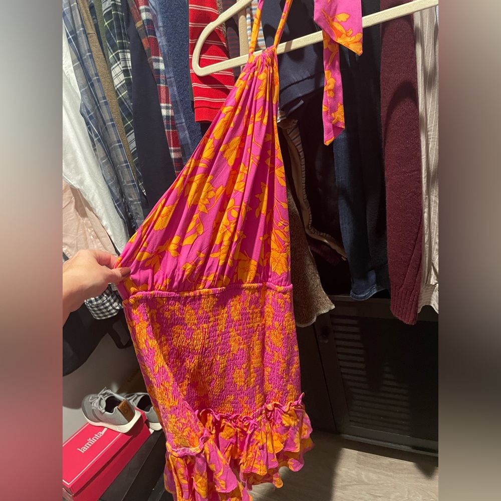 NWT! Pink & orange halter dress!